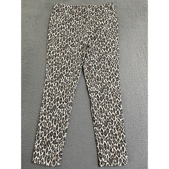 Chicos So Slimming Girlfriend Leopard Print Slim Leg Ankle Jeans Size 1 4R - Picture 1 of 8
